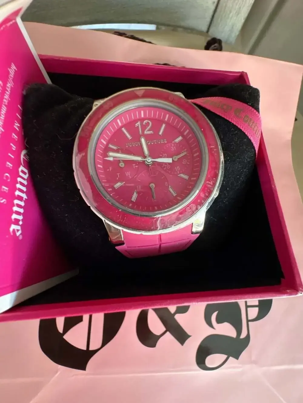 Juicy Couture Hot Pink Silicone Strap Chronograph Watch